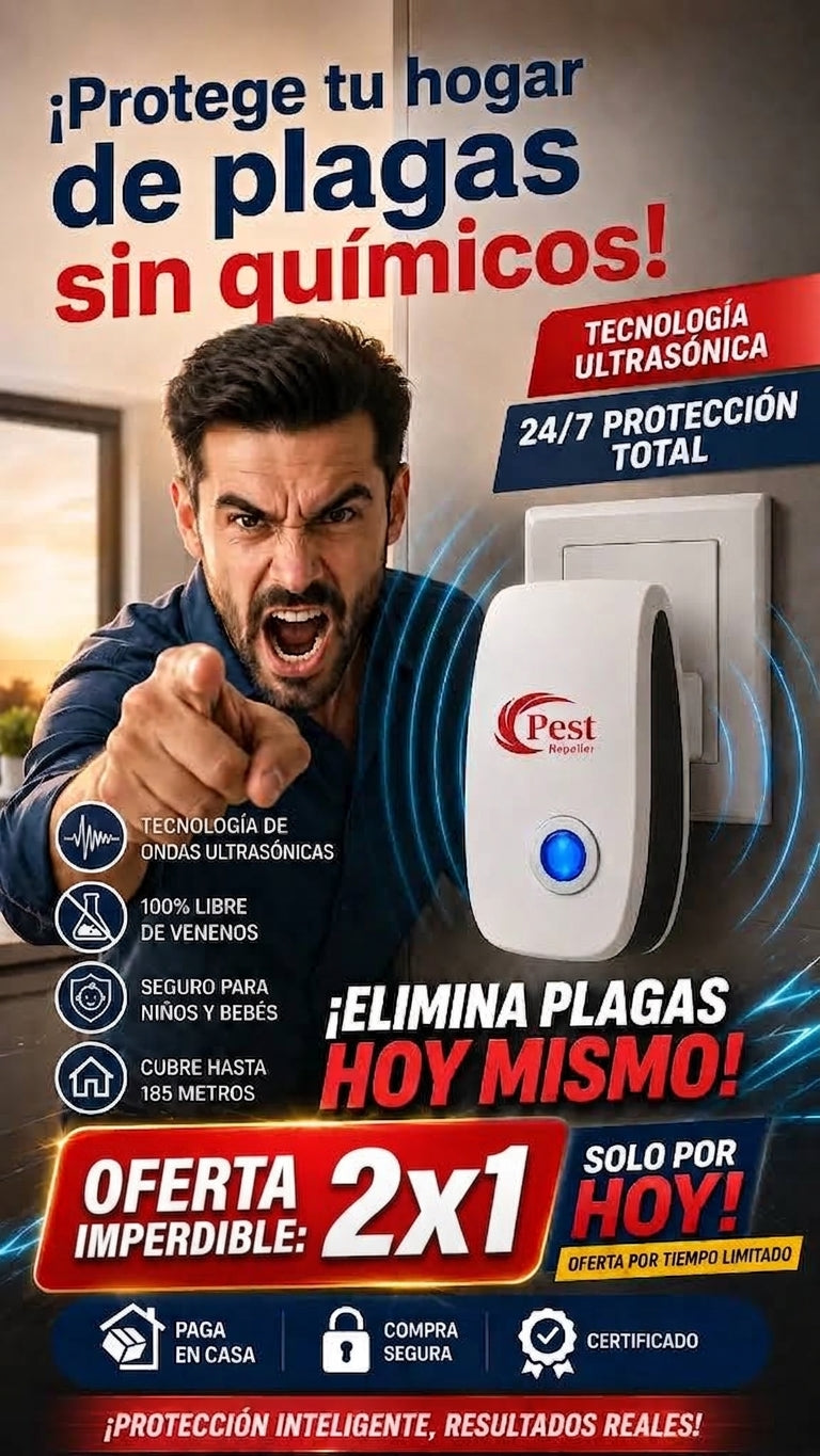 2x1 Repelente Ultrasónico® - ¡Protección Natural para tu Familia!